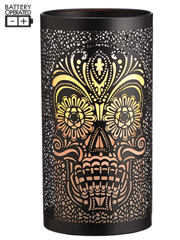 9.25" Battery Operated Skull Faux Candle With Light Black (pack of 2)