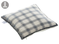 15.5"Wx15.5"L Plaid Pillow  Black Beige (pack of 6)