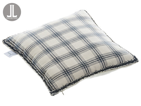 15.5"Wx15.5"L Plaid Pillow  Black Beige (pack of 6)