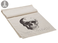 14"Wx72"L Happy Halloween Skull Table Runner Black Beige (pack of 6)