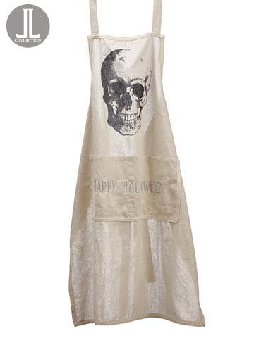 35"Wx26"L Happy Halloween Skull Apron Black Beige (pack of 6)