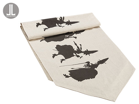 14"Wx72"L Witch Table Runner  Black Beige (pack of 6)