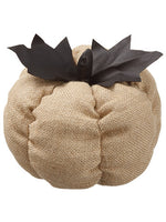 6"Hx7"D Burlap Pumpkin  Beige Black (pack of 6)