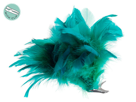 4" Feather w/Clip  Greeb Emerald (pack of 12)
