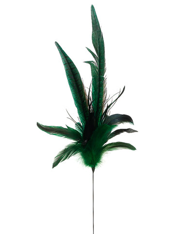 33" Pheasant Feather Spray  Greeb Emerald (pack of 24)