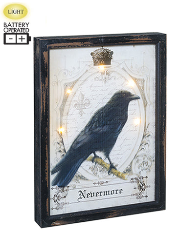 13"Wx18"L Battery Operated Crow Wall Decor Beige Black (pack of 2)