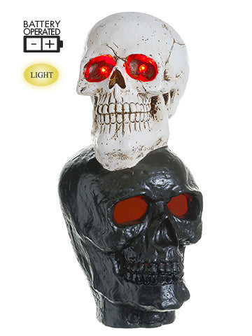 11.75" Battery Operated Stacking Skull With Light Beige Black (pack of 4)