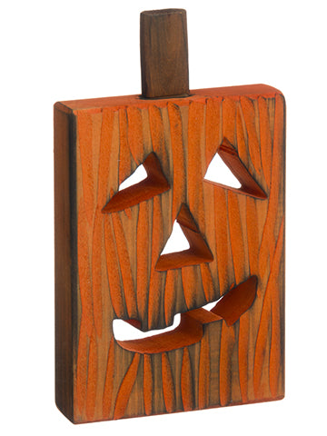 10" Jack-O-Lantern Wood Table Top Orange (pack of 6)