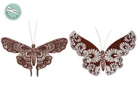 4.5"Wx7"L Butterfly With Clip (2 Ea/set) Bronze Silver (pack of 24)