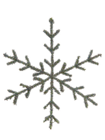 8.6" Beaded Snowflake Ornament Peacock (pack of 18)