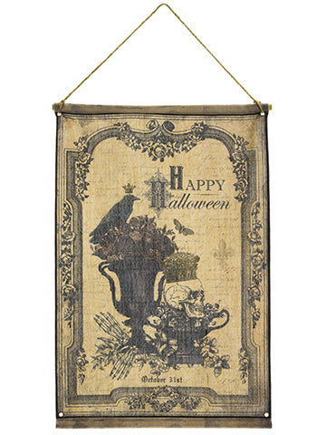 27"Wx33"L Happy Halloween Banner Beige Black (pack of 6)