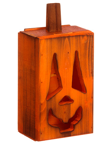 10"Hx3.5"W5"L Jack-O-Lantern Wood Candleholder Orange (pack of 6)