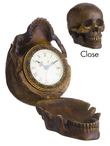 5" Battery Operated Skull Clock Brown (pack of 4)