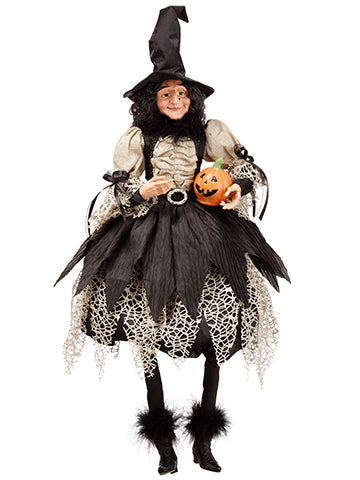 26" Witch Holding A Jack-O-Lantern Black Beige (pack of 2)