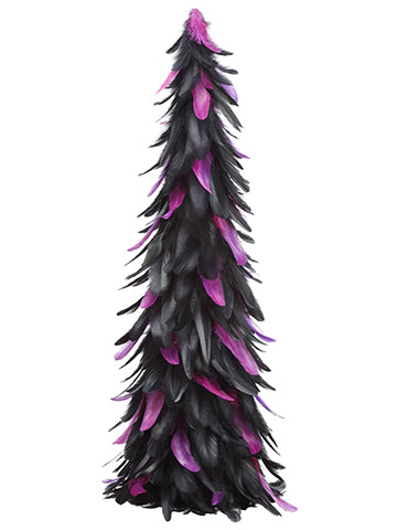 24" Feather Cone Topiary  Black Purple (pack of 6)