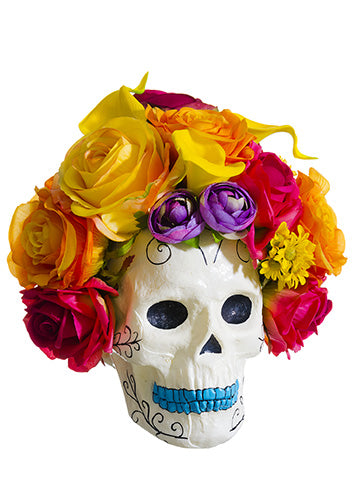 9" Rose/Daisy Day of The Dead Skull Mixed (pack of 4)