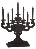 6"Hx5"W Glittered Candelabrum  Glittered Black (pack of 12)