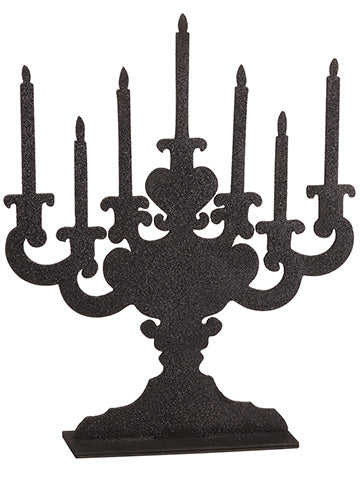 12"Hx10"W Glittered Candelabrum Glittered Black (pack of 6)