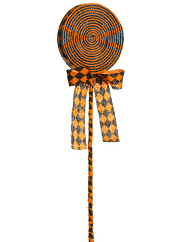 24" Halloween Candy Pick  Black Orange (pack of 6)