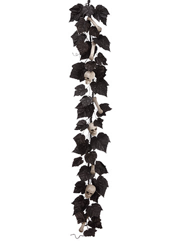 6' Skull/Bone/Maple Garland  Black Gray (pack of 2)