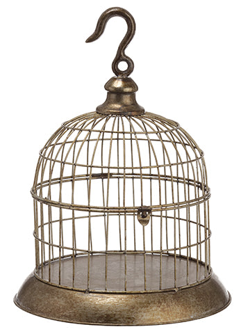 16"Hx10.5"D Metal Bird Cage  Antique Gray (pack of 4)