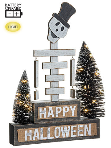 21.5"Hx4.5"L Battery Operated Happy Halloween Table Top With Light Black (pack of 1)