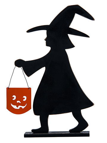 24" Witch Table Decor with Lantern Black Orange (pack of 4)