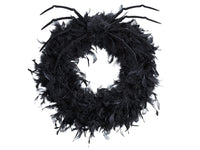 20" Feather Wreath with Spider with Hanger Black (pack of 3)