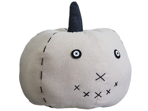 7.5"Hx9"D Linen Jack-O-Lantern Beige (pack of 2)