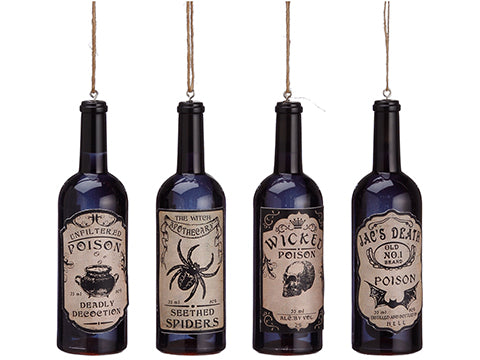 4.25" Poison Bottle Ornament (4 Ea/set) Black (pack of 12)