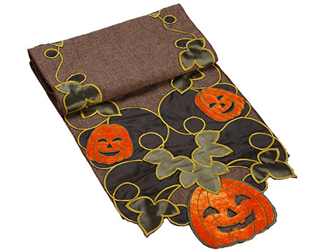 13"Wx72"L Jack-O-Lantern Table Runner Orange Black (pack of 12)