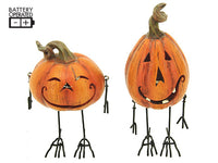 5"-7" Jack-O-Lantern Table Top With LED Lights (2 Ea/set) Orange (pack of 2)