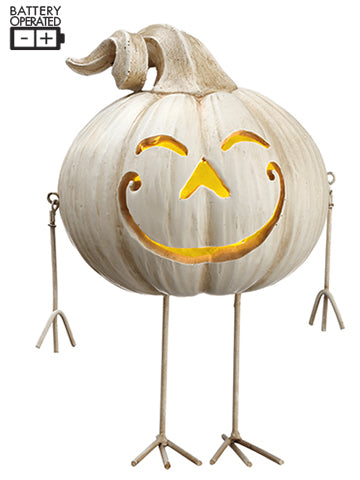 8" Jack-O-Lantern Table Top With LED Lights Antique White (pack of 6)