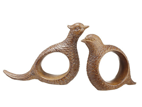 2.5"-3" Pheasant/Quail Napkin Ring (2 ea/set) Brown (pack of 2)