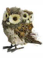 8"Hx5"Lx9.5"W Xmama Owl With Baby Owl Gray Brown (pack of 4)