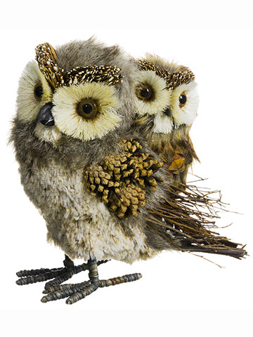 8"Hx5"Lx9.5"W Xmama Owl With Baby Owl Gray Brown (pack of 4)