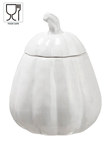 11"Hx8.5"D Pumpkin Ceramic Container Cream (pack of 2)