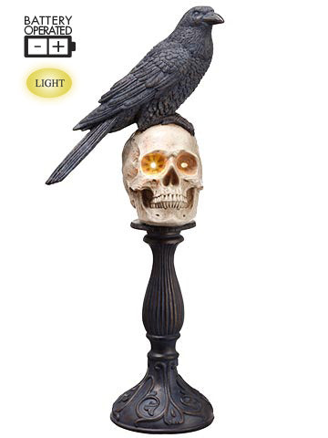 20.5" Battery Operated Crow on Table Top with LED Lights Beige Bronze (pack of 1)