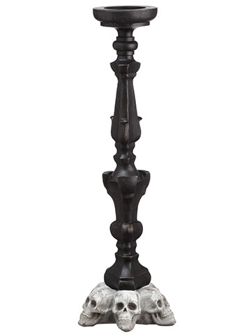 27.5" Skull Candleholder  Black Beige (pack of 1)
