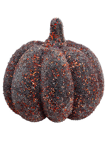 3.5" Weighted Glittered Pumpkin Black Orange (pack of 12)