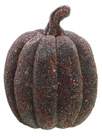 7" Weighted Glittered Pumpkin  Black Orange (pack of 6)