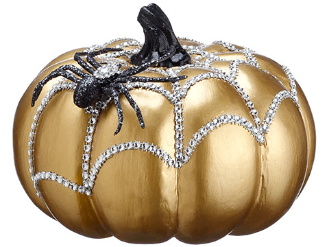 5.5" Spider Punpkin  Gold Black (pack of 2)