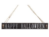 15" Happy Halloween Hanging Sign White Black (pack of 24)