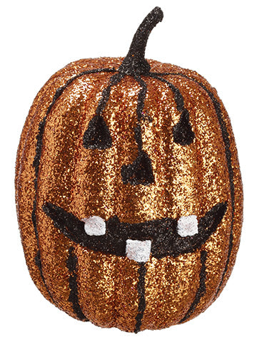 5" Glittered Jack-O-Lantern  Orange Black (pack of 24)