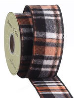 2.5"Wx10yd Plaid Ribbon  Orange Black (pack of 6)