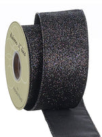 2.5"Wx10yd Glittered Ribbon  Black (pack of 6)