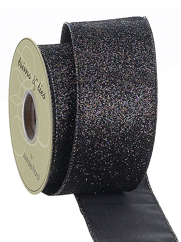 2.5"Wx10yd Glittered Ribbon  Black (pack of 6)