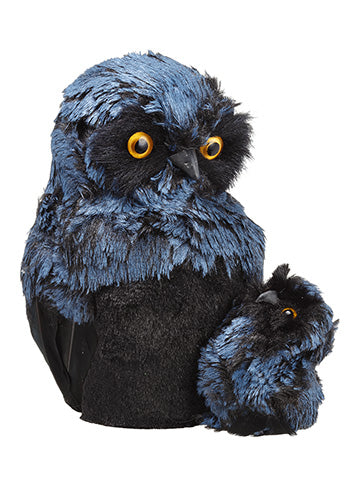 7" Mother And Child Owl  Black Blue (pack of 4)