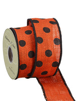 2.5"Wx10yd Polka Dot Ribbon  Orange Black (pack of 6)