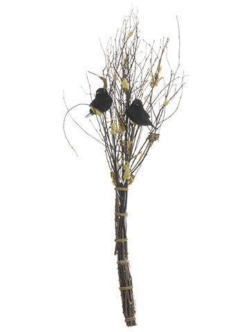 39" Twig Broom With Crow  Black Brown (pack of 4)